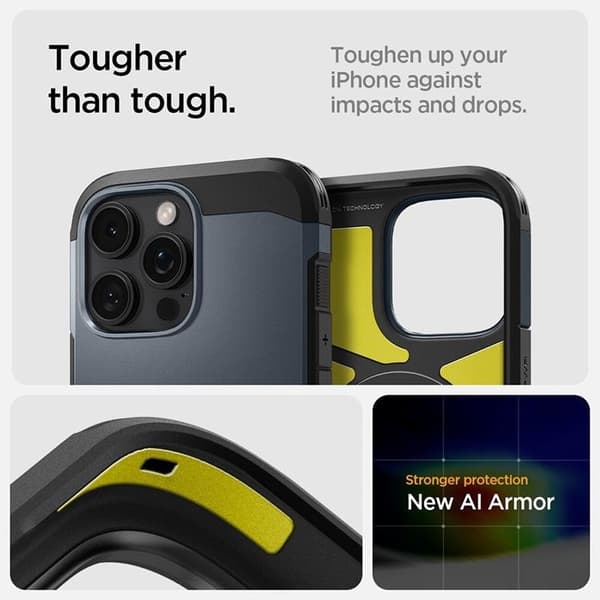 Spigen Mobilskal till iPhone 16 Pro Max MagSafe Tough Armor - Metal Slate Blå