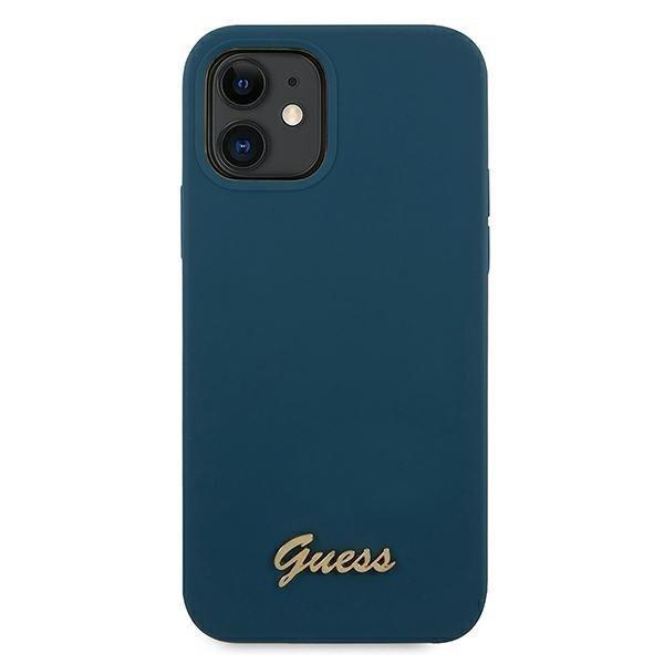 Guess Skal iPhone 12 Mini Metal Logo Script - Sininen Blue