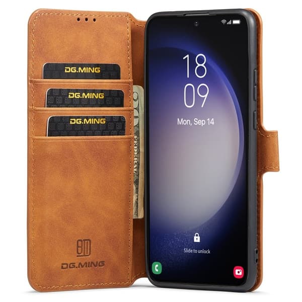 DG.MING Samsung Galaxy S23+ Retro Plånboksfodral Konstläder - Brun