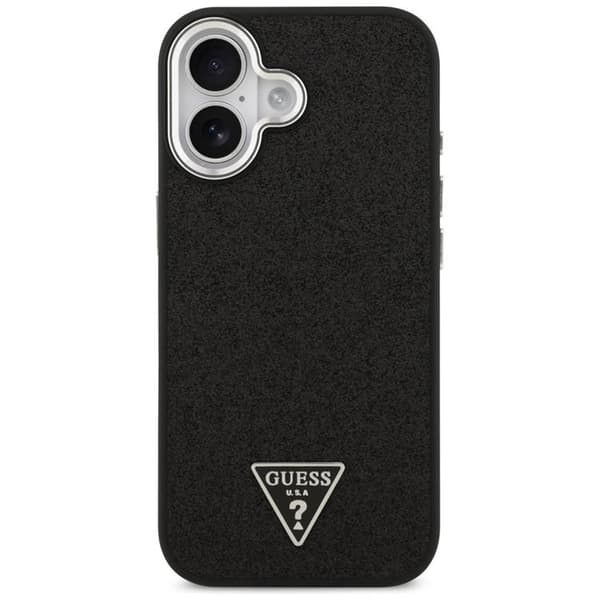 Guess Telefontaske til iPhone 17 MagSafe Glitter Triangle Logo - Sort Svart