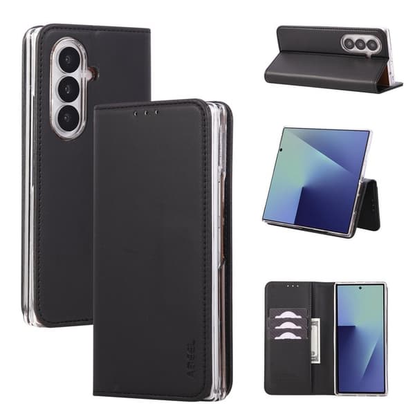 ABEEL Samsung Galaxy Z Fold7 5G Plånboksfodral RFID-Skydd Konstläder Svart