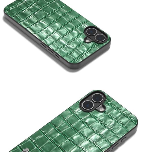 ABEEL Mobilskal till iPhone 16 Plus Äkta Läder + PC + TPU Stöttålig Grön
