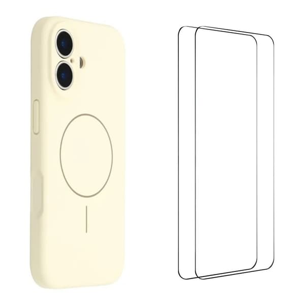 WANLONFENG Mobilskal till iPhone 17 MagSafe Med 2Pcs Härdat Glas XQ1 Vit