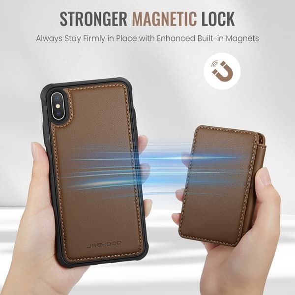 JEEHOOD J05 Mobilskal till iPhone XS Max Läder MobilBrun
