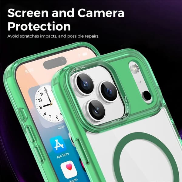 Mobilskal till iPhone 17 Pro Max MagSafe Transparent TPU+PC - Grön Grön