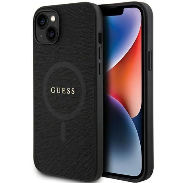 Guess iPhone 15 Plus Mobilskal Magsafe Saffiano - Svart Svart
