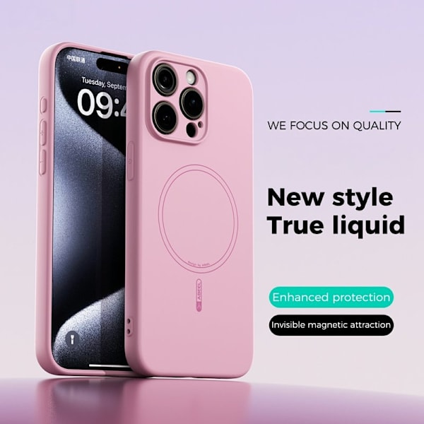 ABEEL Mobilskal till iPhone 14 Pro Max MagSafe Liquid Silicone Rosa