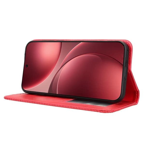 Oppo Find X9 Pro 5G Plånboksfodral Konstläder Retro Textur - Röd