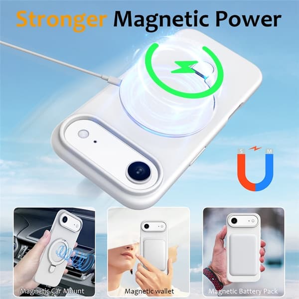 Mobilskal till iPhone Air MagSafe Kickstand PC + Silikon - Vit Rosa