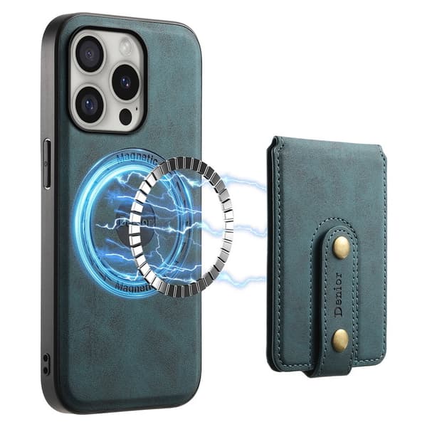DENIOR D14 Mobilskal till iPhone 16 Pro Max Läder+PC+TPU Blå