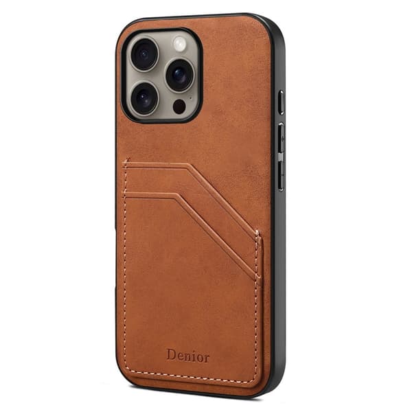 DENIOR Mobilskal till iPhone 16 Pro PU Läder + TPU + PC - Brun