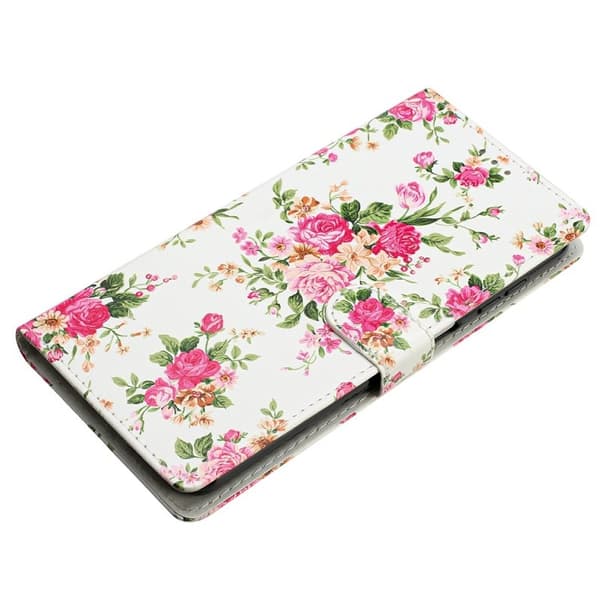 Samsung Galaxy S26 Edge Plånboksfodral Konstläder Ställ Röda Blommor