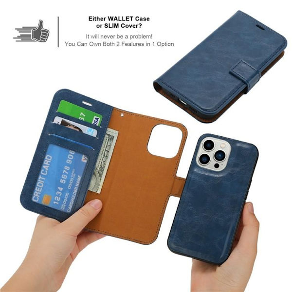 iPhone 15 Pro Max Plånboksfodral 2-in-1 Detachable - Blå