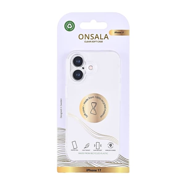 ONSALA Mobilskal till iPhone 17 Återvunnen TPU - Transparent Transparent