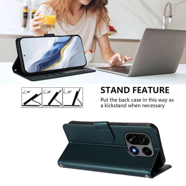 OnePlus 15 5G Konstläder Plånboksfodral Love Cat Pattern Imprint Grön