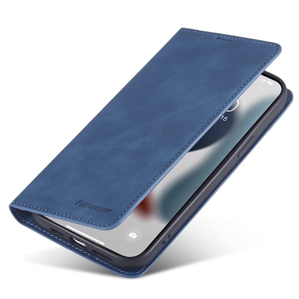 FORWENW iPhone 15 Plus Plånboksfodral Konstläder - Blå