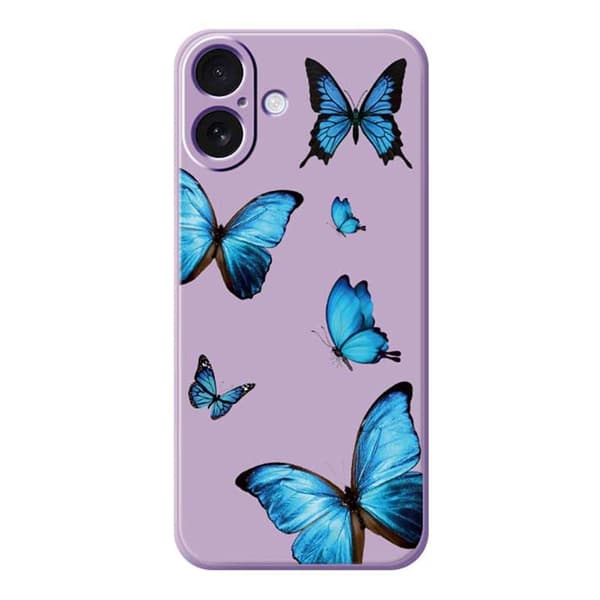 Mobilskal till iPhone 17 Blue Butterflies Pattern TPU - Lila Lila