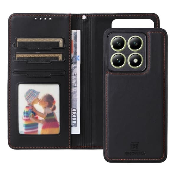 BETOPNICE Xiaomi 14T Plånboksfodral - Avtagbart Konstläder - Svart