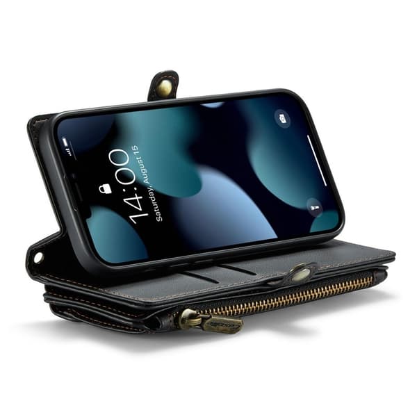CASEME Plånboksfodral Konstläder för iPhone 13 mini - Svart