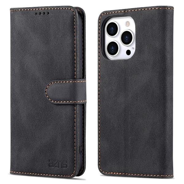 AZNS iPhone 13 Pro Max Plånboksfodral i Konstläder - Svart