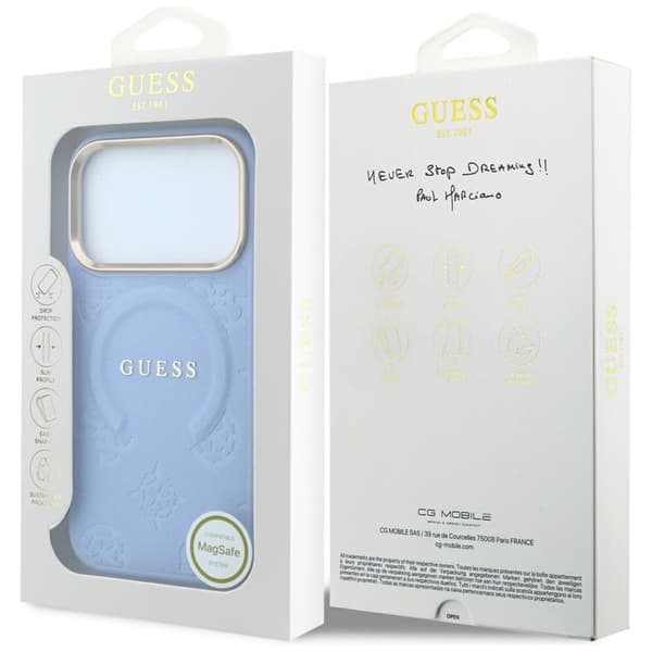 Guess Mobilskal För iPhone 18 Pro Max Magsafe Saffiano Peony - Ljusblå