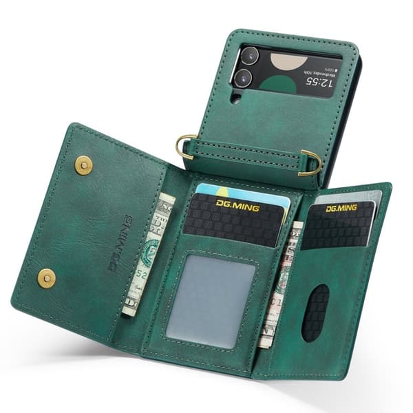 DG.MING Samsung Galaxy Z Flip4 Plånboksfodral RFID-Skydd Grön