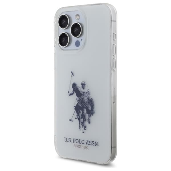 US Polo telefontaske til iPhone 15 Pro Max skinnende stort logo - hvid