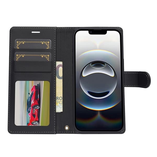 LC.IMEEKE L2 Series iPhone 16e Plånboksfodral Konstläder - Svart