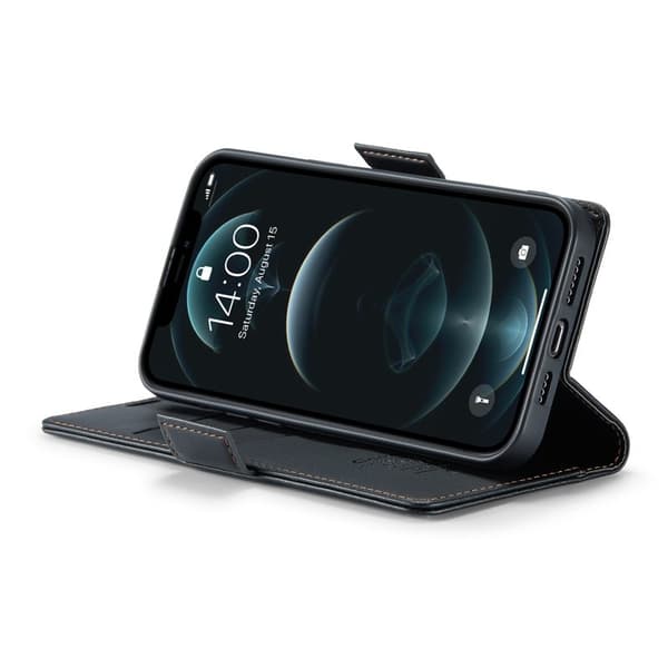 CASEME iPhone 12 Pro Max Plånboksfodral Konstläder RFID-Skydd Svart