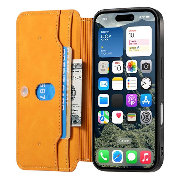 CASENEO iPhone 16 Plus Plånboksfodral Konstläder - Gul