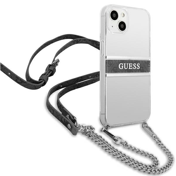 Guess Gray Strap Silver Chain Skal iPhone 13 mini - Transparent Silver