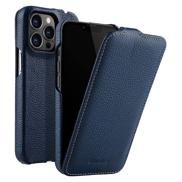 MELKCO Mobilskal till iPhone 13 Pro Max Äkta Läder + PC Blå