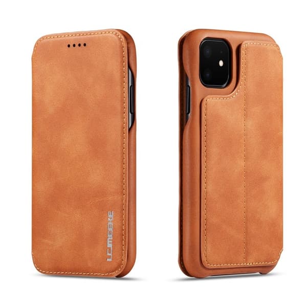 LC.IMEEKE Mobilskal till iPhone 11 Retro Stil Äkta Läder - Brun