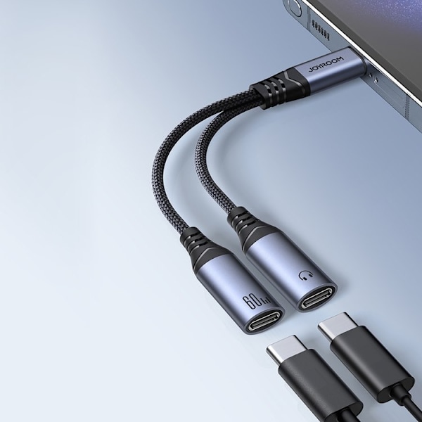 Joyroom USB-C til 2x USB-C DAC-adapter - Sort Black