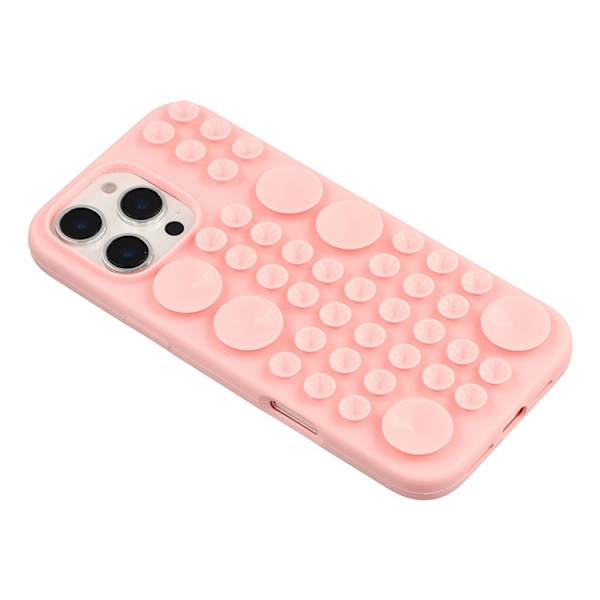 Mobilskal till iPhone 16 Pro Max Sugkopp Silikon med Tygfoder - Rosa Rosa