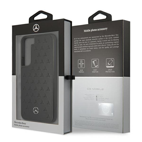 Mercedes Læder Stars Pattern Skal Galaxy S22 Plus - Sort Black