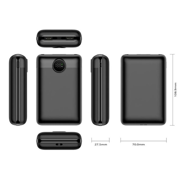 VEGER Powerbank 20000 mAh PD QC 3.0 2A 22.5W S20 - Svart