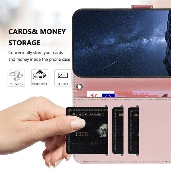 Galaxy A56 5G Plånboksfodral Färg Splicing Konstläder - Roséguld Roséguld