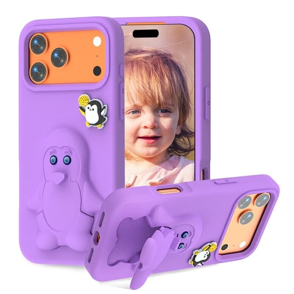 Penguin Mobilskal till iPhone 17 Pro Max Kickstand Stöttålig EVA - Lila