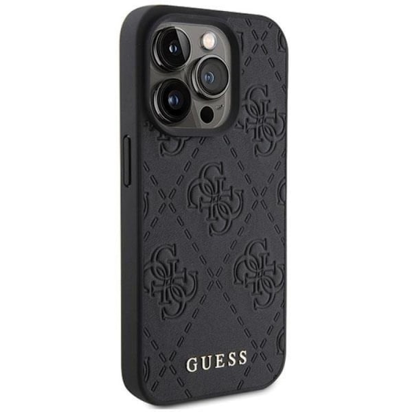 Guess iPhone 15 Pro Mobilskal Läder Stamped - Svart Svart