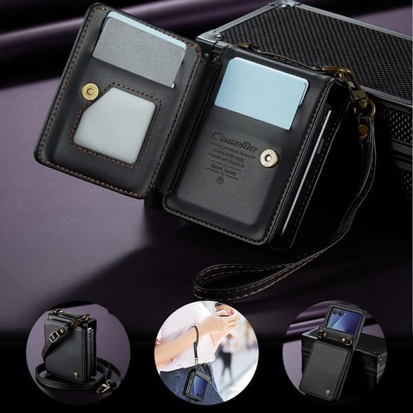 CASEME Galaxy Z Flip 7 Plånboksfodral RFID Blocking C22 - Svart Svart