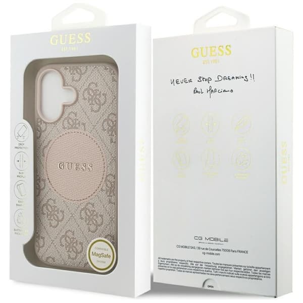 Guess Mobilskal till iPhone 17 MagSafe 4G Circle Classic Logo - Rosa Rosa