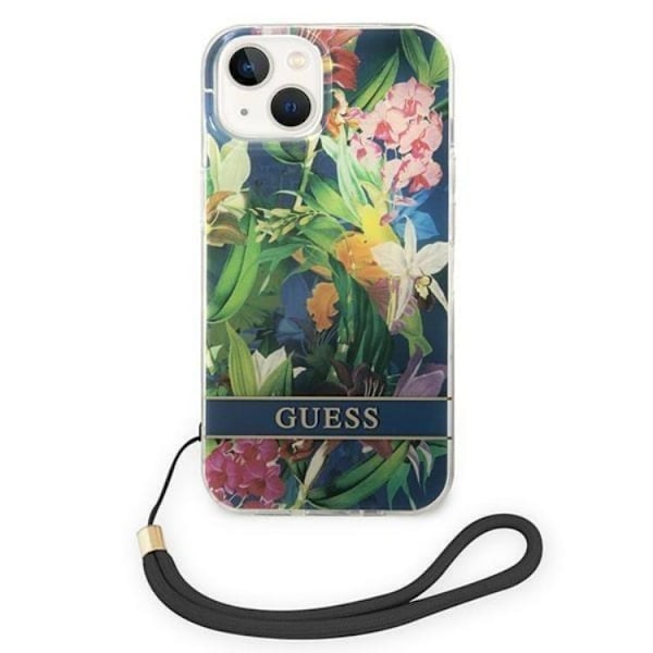 GUESS iPhone 14 Skal Flower Strap - Blå Blå