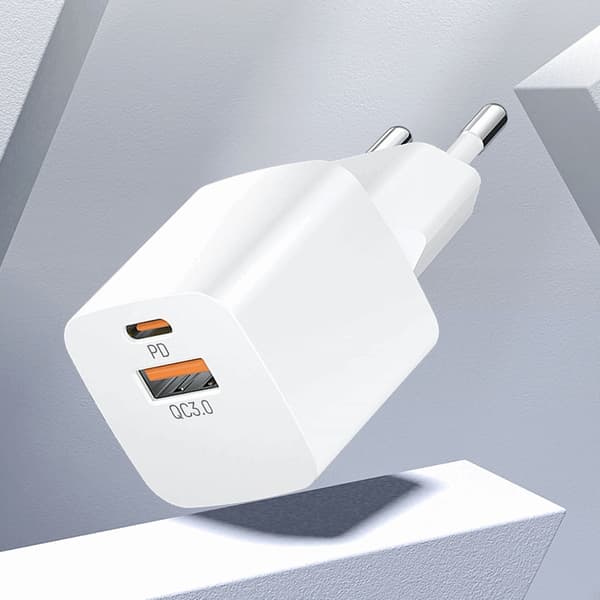 Wozinsky Vægoplader 20W USB-C/USB-A - Hvid Vit