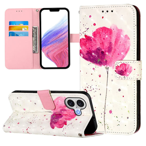 iPhone 17 Plånboksfodral Printing Pattern Med Strap Vit