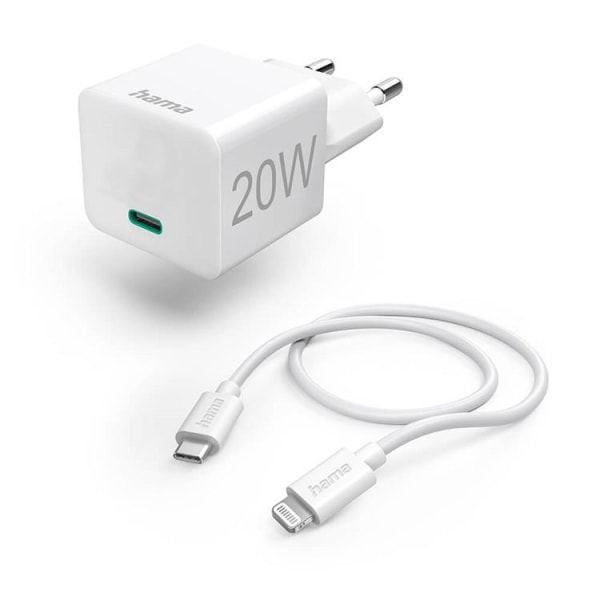 Hama Nopea seinälaturi USB-C 220V USB-C/Lightning-kaapeli 1m