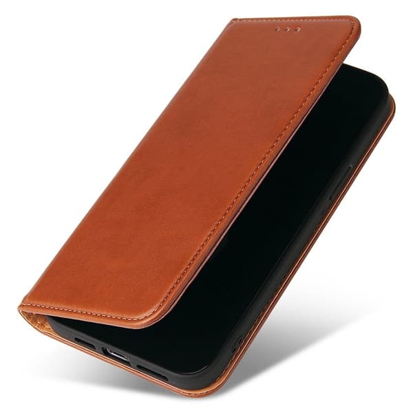FIERRE SHANN iPhone 15 Pro Plånboksfodral - Magnetiskt Konstläder - Brun