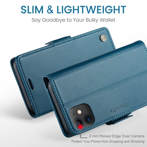 CASEME iPhone 11 Plånboksfodral Konstläder RFID-Skydd Blå