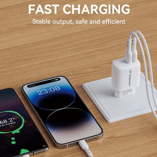 Wozinsky Väggladdare CUWCW 2.4A 2 x USB-A - Vit Vit