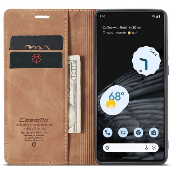CASEME 013 Flip Konstläder Plånboksfodral för Google Pixel 7 5G - Brun